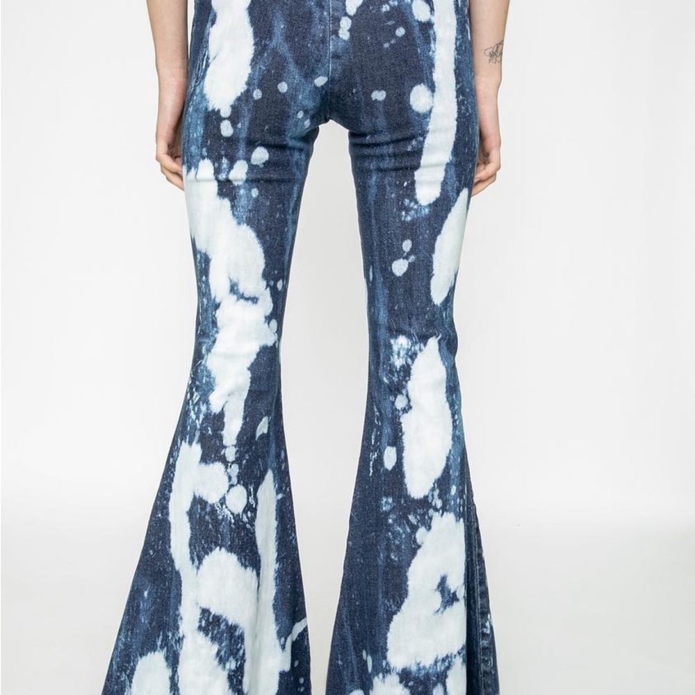 I.AM.GIA Dark Blue Tie-Dye Bell bottom Flare Jeans - Picture 3 of 11
